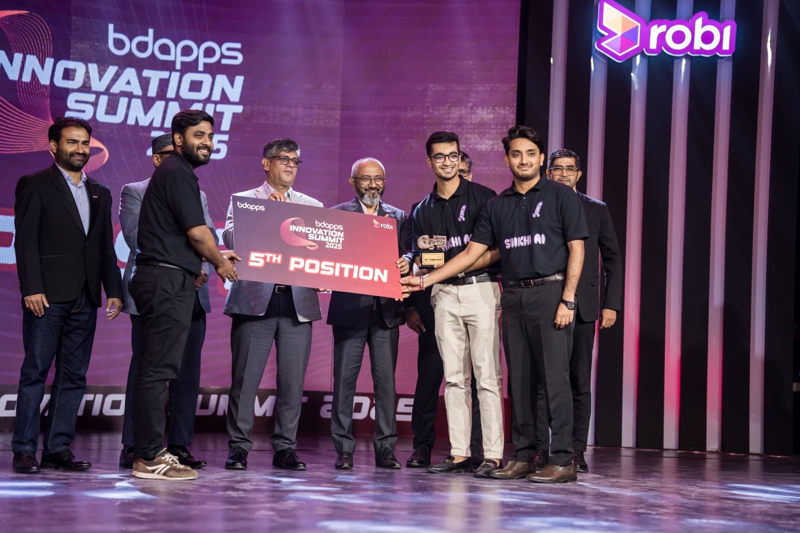 The Beyond Softwares team receiving 5th position for Shikhi AI at the bdapps Innovation Summit 2025